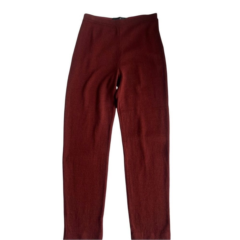 Peruvian Connection Burgundy Straight Leg Wool Blend High Waist Knit Pants M - Picture 2 of 9